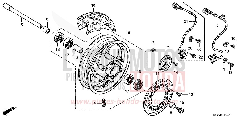 ROUE AVANT de SILVER WING TITANIUM METALLIC (YR183) de 2011
